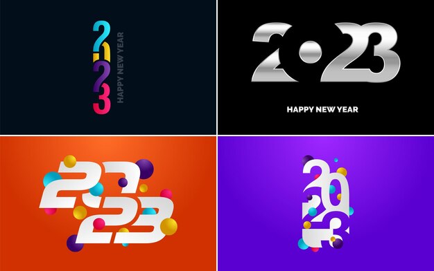 Conjunto de diseño de logotipo 2023 Feliz año nuevo 2023 Plantilla de diseño de número Decoración navideña 2023