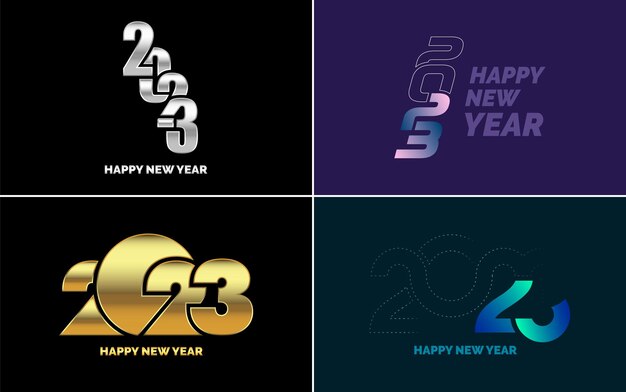 Conjunto de diseño de logotipo 2023 Feliz año nuevo 2023 Plantilla de diseño de número Decoración navideña 2023