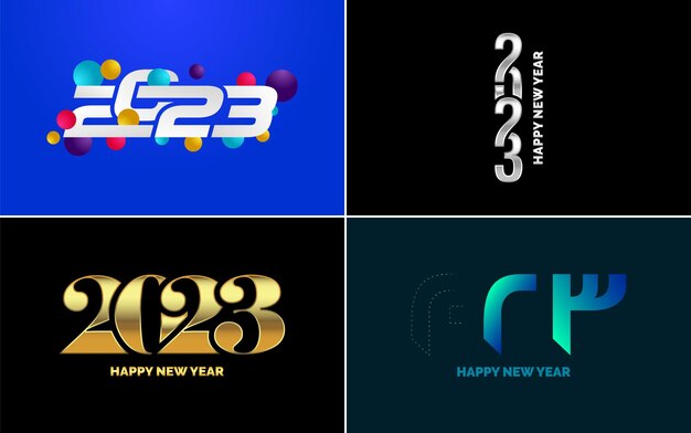 Conjunto de diseño de logotipo 2023 Feliz año nuevo 2023 Plantilla de diseño de número Decoración navideña 2023