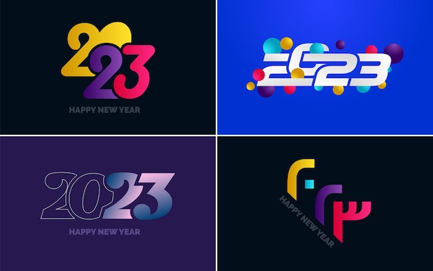 Conjunto de diseño de logotipo 2023 feliz año nuevo 2023 plantilla de diseño de número decoración navideña 2023