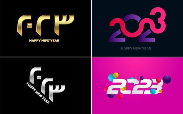 Vector gratuito conjunto de diseño de logotipo 2023 feliz año nuevo 2023 plantilla de diseño de número decoración navideña 2023