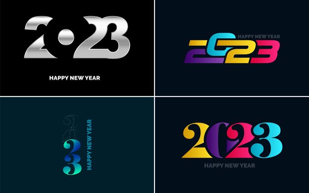 Conjunto de diseño de logotipo 2023 Feliz año nuevo 2023 Plantilla de diseño de número Decoración navideña 2023