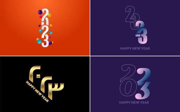 Conjunto de diseño de logotipo 2023 Feliz año nuevo 2023 Plantilla de diseño de número Decoración navideña 2023