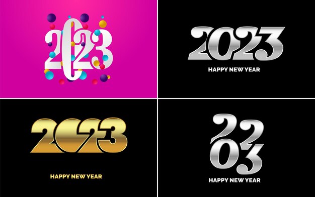Conjunto de diseño de logotipo 2023 Feliz año nuevo 2023 Plantilla de diseño de número Decoración navideña 2023