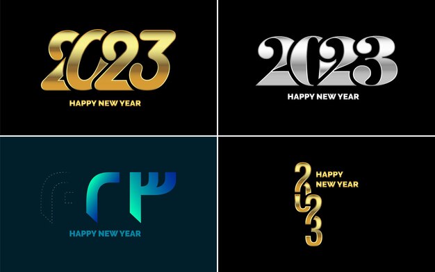 Conjunto de diseño de logotipo 2023 Feliz año nuevo 2023 Plantilla de diseño de número Decoración navideña 2023