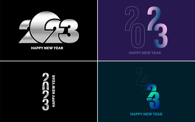Conjunto de diseño de logotipo 2023 Feliz año nuevo 2023 Plantilla de diseño de número Decoración navideña 2023