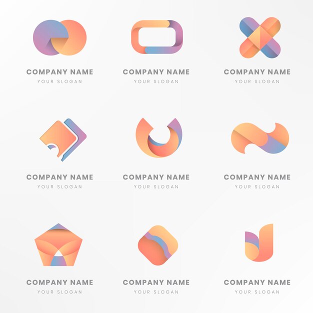 Conjunto de diseño de marca de logotipo colorido