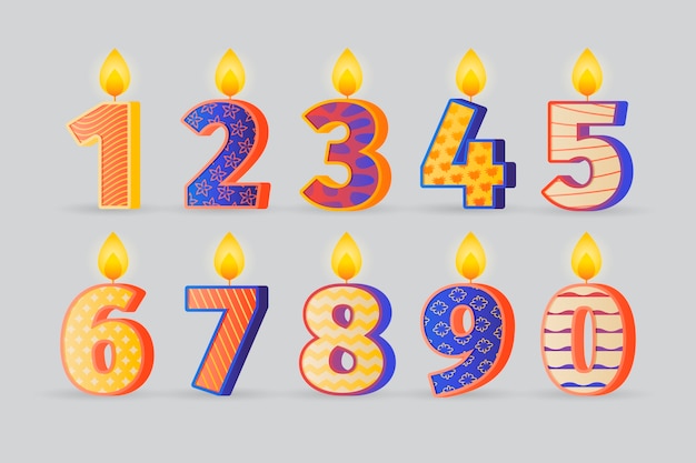 Conjunto de diseño de números de cumpleaños degradados
