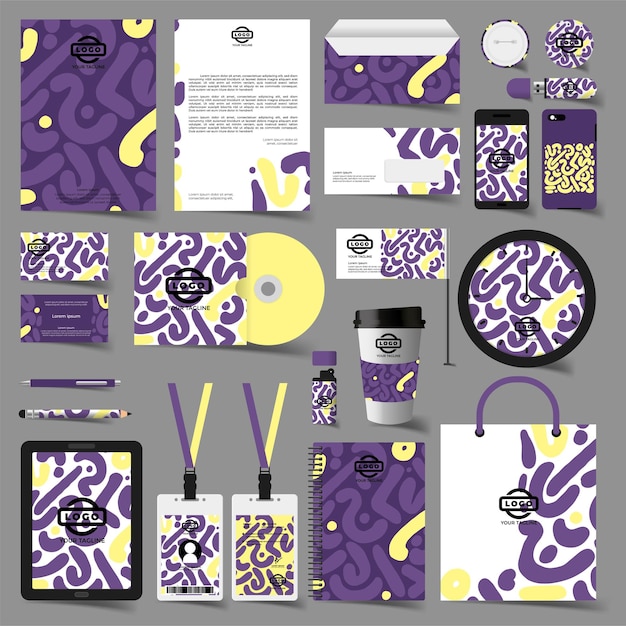 Conjunto de diseño de papelería en formato vectorial