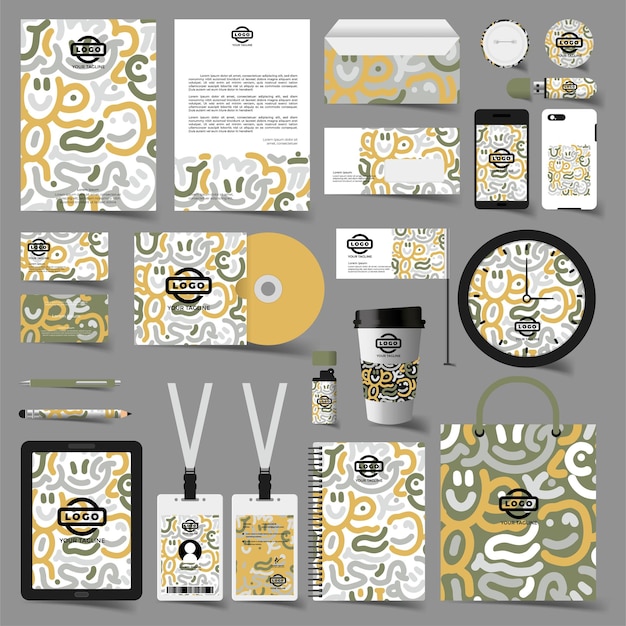 Conjunto de diseño de papelería en formato vectorial