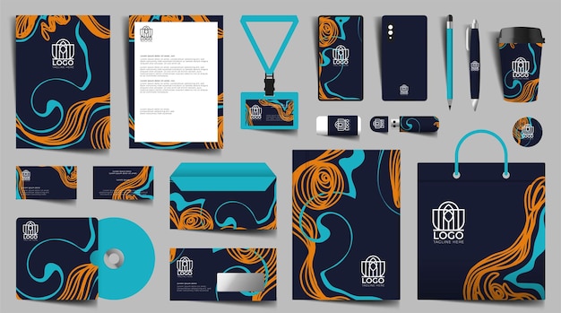 Conjunto de diseño de papelería en formato vectorial