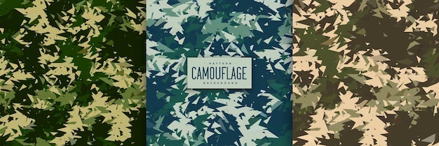 conjunto de diseño de patrones de camuflaje militares abstractos de fondo