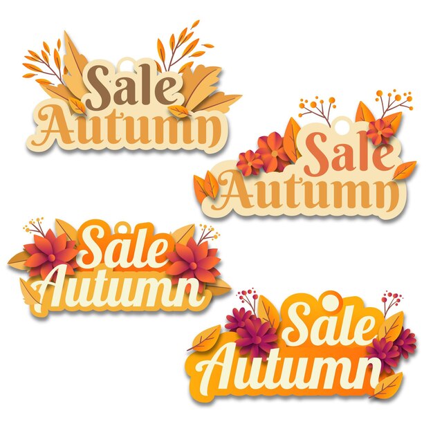 Conjunto de diseño de pegatinas de venta de otoño