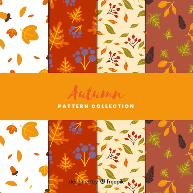 Conjunto de diseño plano de patrones de otoño