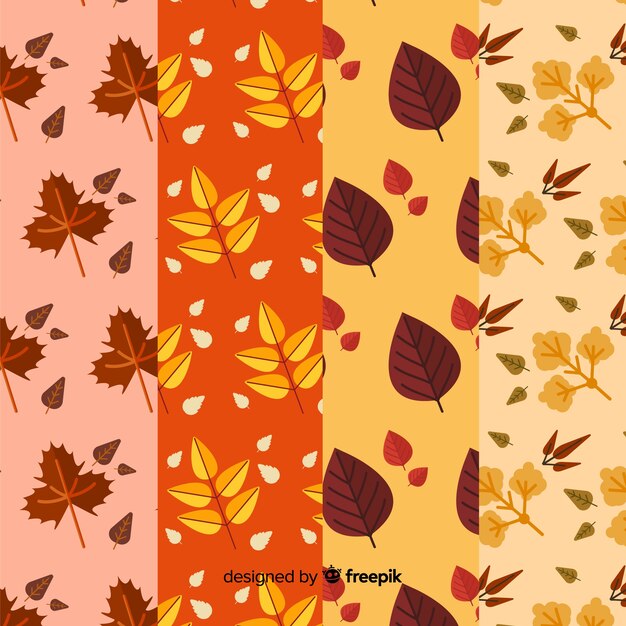 Conjunto de diseño plano de patrones de otoño