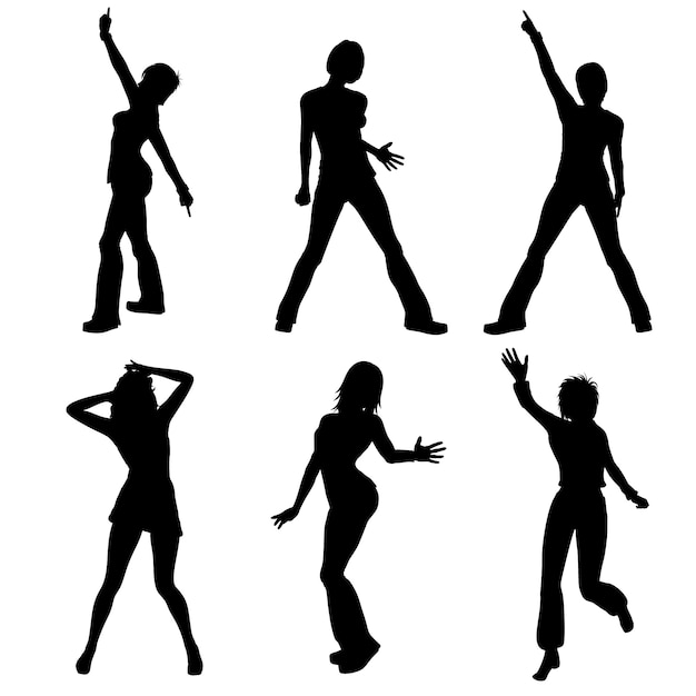 Conjunto de diseño plano de silueta de bailarina