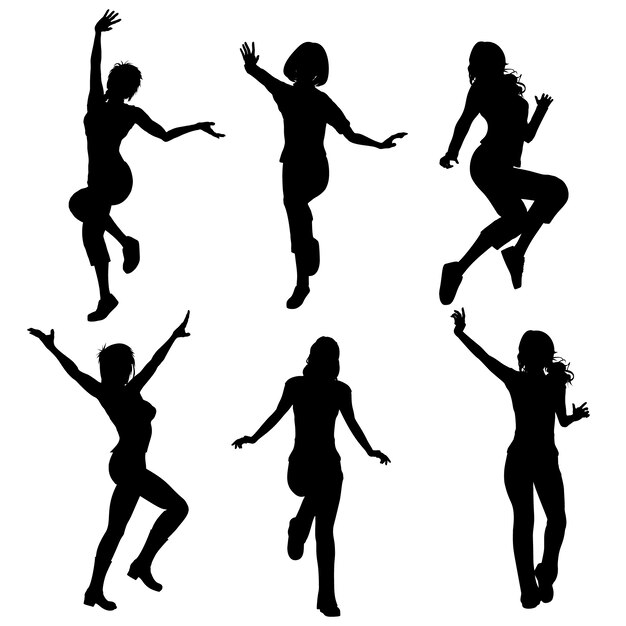 Conjunto de diseño plano de silueta de bailarina
