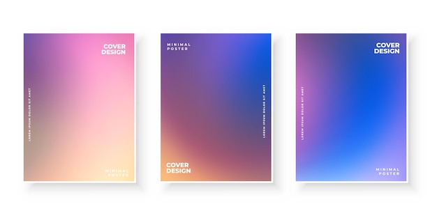 Conjunto de diseño de plantilla de cubiertas de degradado abstracto colorido