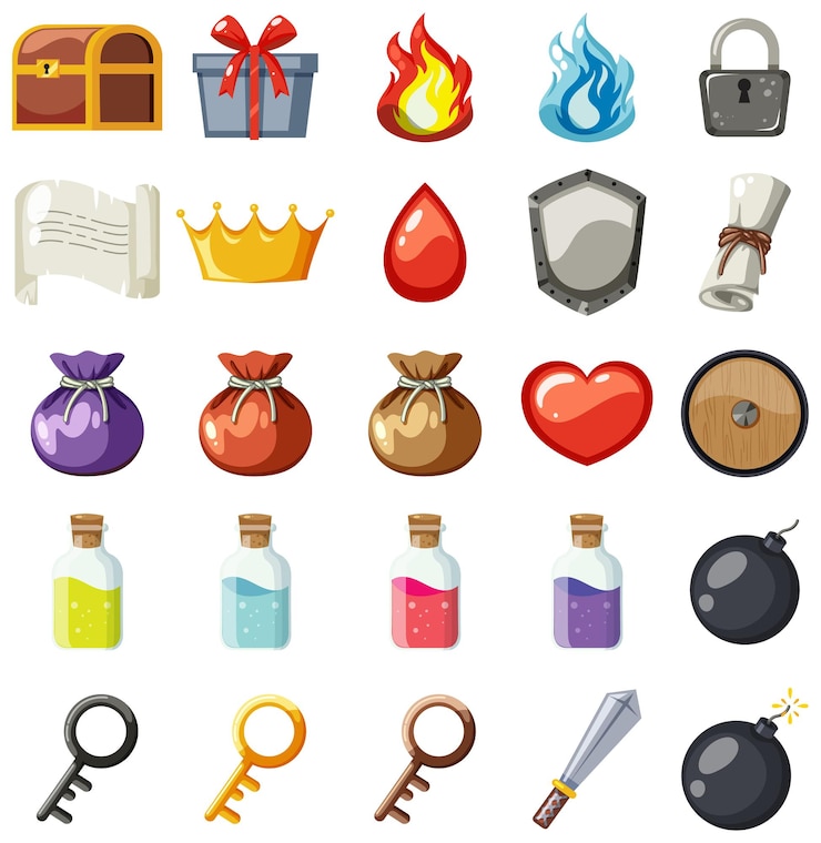 Vector gratuito conjunto de diseño de plantilla de elemento de juego