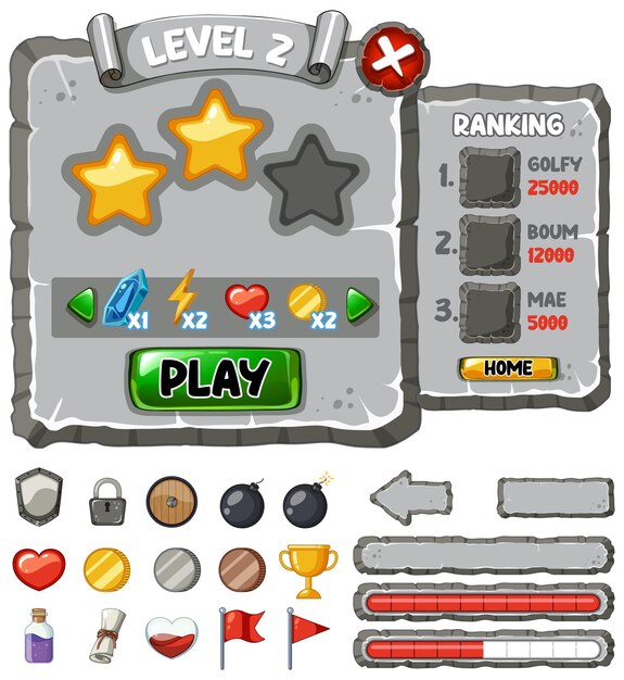 Conjunto de diseño de plantilla de elemento de juego