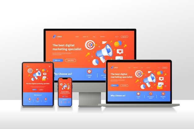 Conjunto de diseño de sitio web con capacidad de respuesta degradada