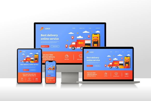 Conjunto de diseño de sitio web con capacidad de respuesta degradada