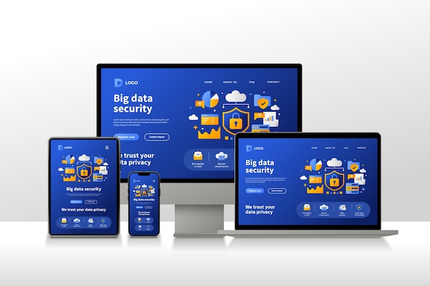 Conjunto de diseño de sitio web con capacidad de respuesta degradada