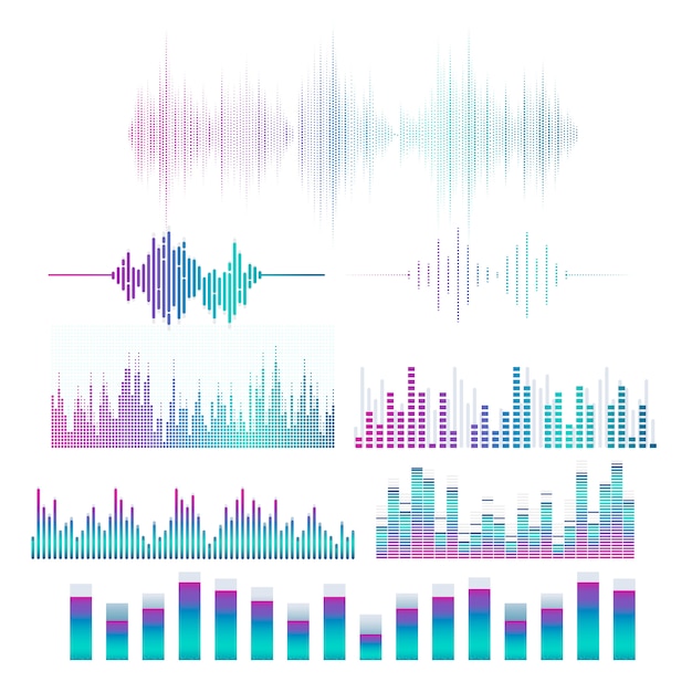 Conjunto de diseño de vector de ecualizador de onda de sonido