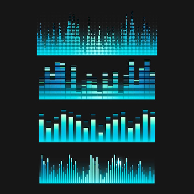 Conjunto de diseño de vector de ecualizador de onda de sonido