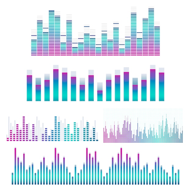 Conjunto de diseño de vector de ecualizador de onda de sonido