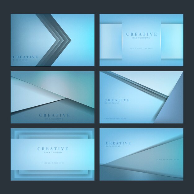 Conjunto de diseños abstractos fondo creativo en azul