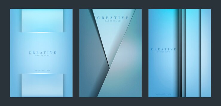 Vector gratuito conjunto de diseños abstractos fondo creativo en azul