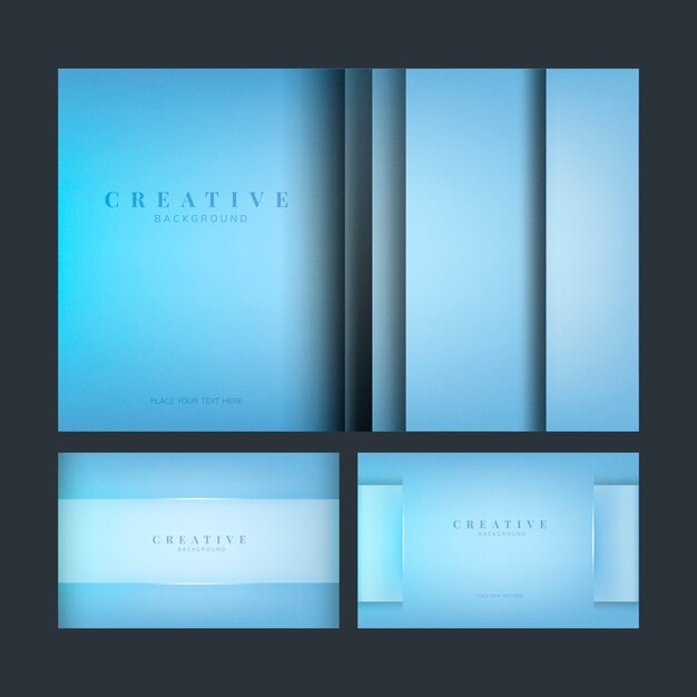Conjunto de diseños abstractos fondo creativo en azul