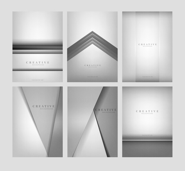 Conjunto de diseños abstractos de fondo creativo en gris claro