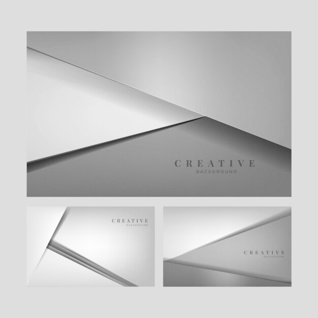 Conjunto de diseños abstractos de fondo creativo en gris claro