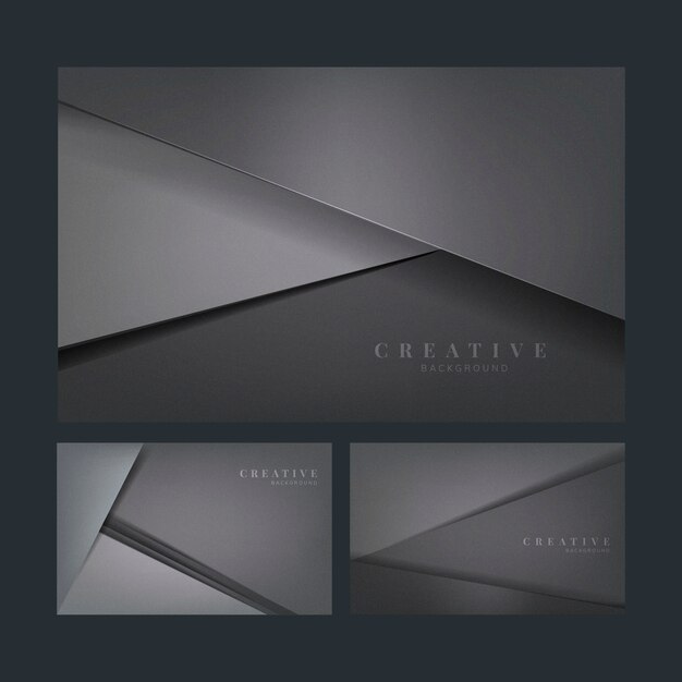 Conjunto de diseños abstractos de fondo creativo en gris oscuro