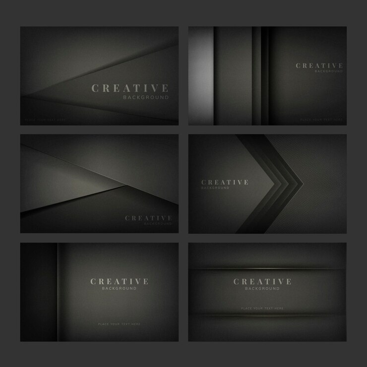 Vector gratuito conjunto de diseños abstractos fondo creativo en negro
