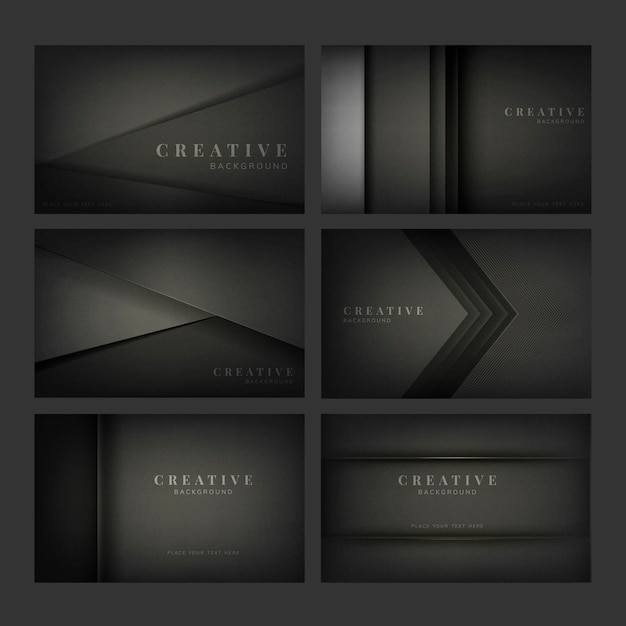 Conjunto de diseños abstractos fondo creativo en negro