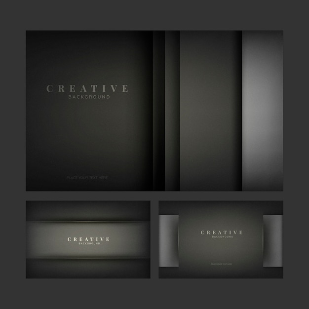 Conjunto de diseños abstractos fondo creativo en negro