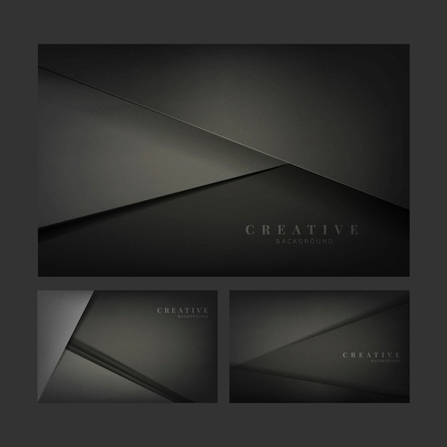 Conjunto de diseños abstractos fondo creativo en negro