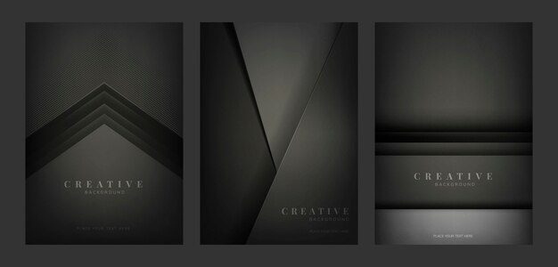 Conjunto de diseños abstractos fondo creativo en negro
