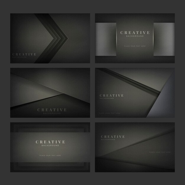 Conjunto de diseños abstractos fondo creativo en negro