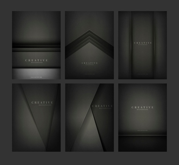 Conjunto de diseños abstractos fondo creativo en negro