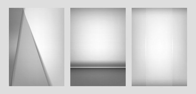 Conjunto de diseños abstractos de fondo en gris claro.