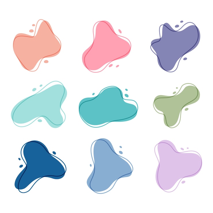 Vector gratuito conjunto de diseños abstractos de forma de mancha líquida