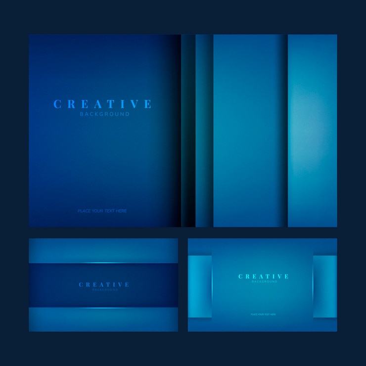 Vector gratuito conjunto de diseños creativos de fondo en azul profundo.