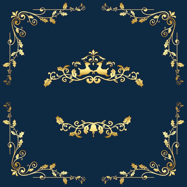 Conjunto de diseños decorativos de Navidad para vector de tarjetas