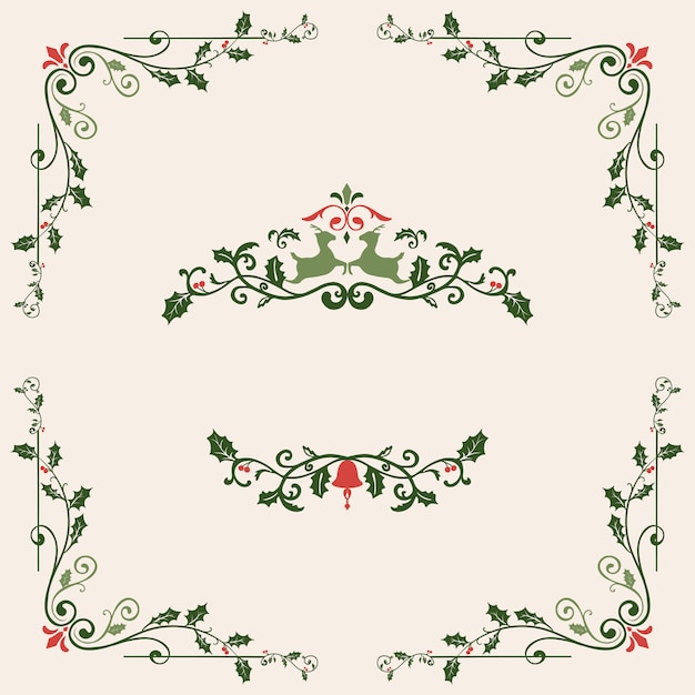 Conjunto de diseños decorativos de Navidad para vector de tarjetas