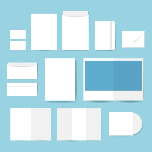 Conjunto de diseños de material de impresión maqueta vectorial