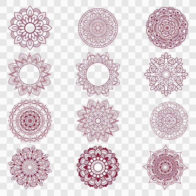 Conjunto de diseños modernos de mandalas